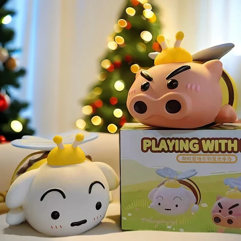 蜜蜂左卫门 小白可发光灯蜡笔小新可爱摆件 礼物礼品 圣诞礼物