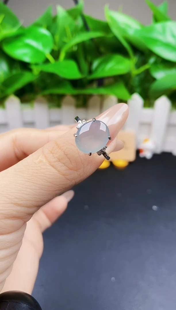 翡翠戒指银S925镶嵌12
