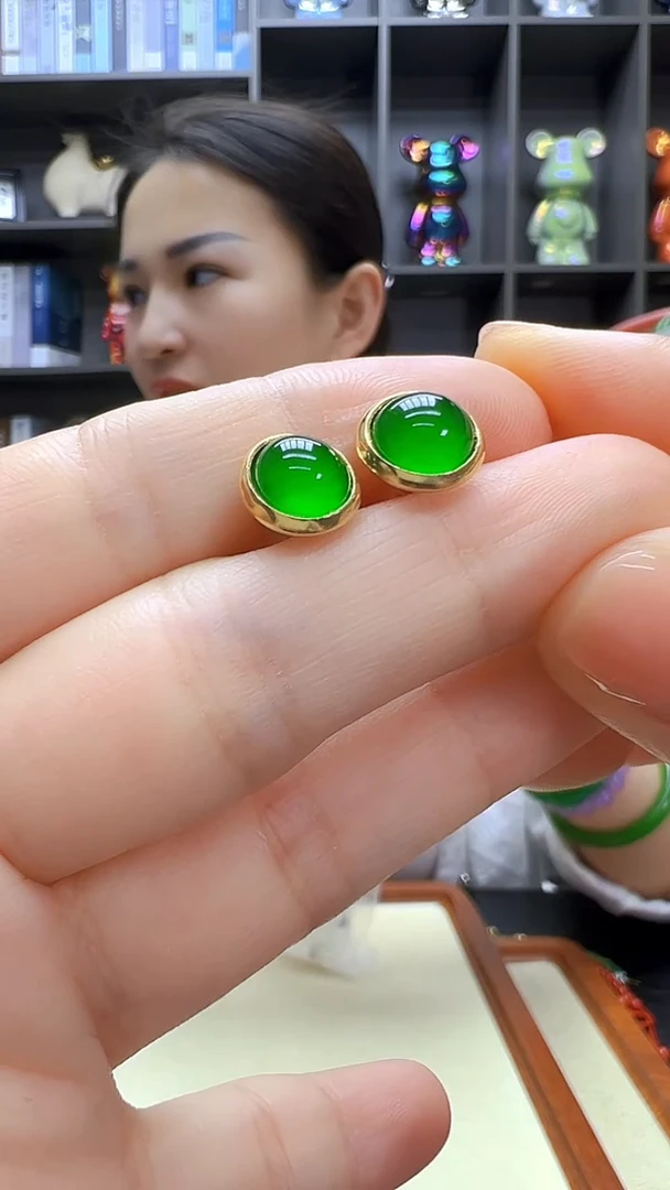 翡翠14K金镶嵌颈饰沉白diy劲饰