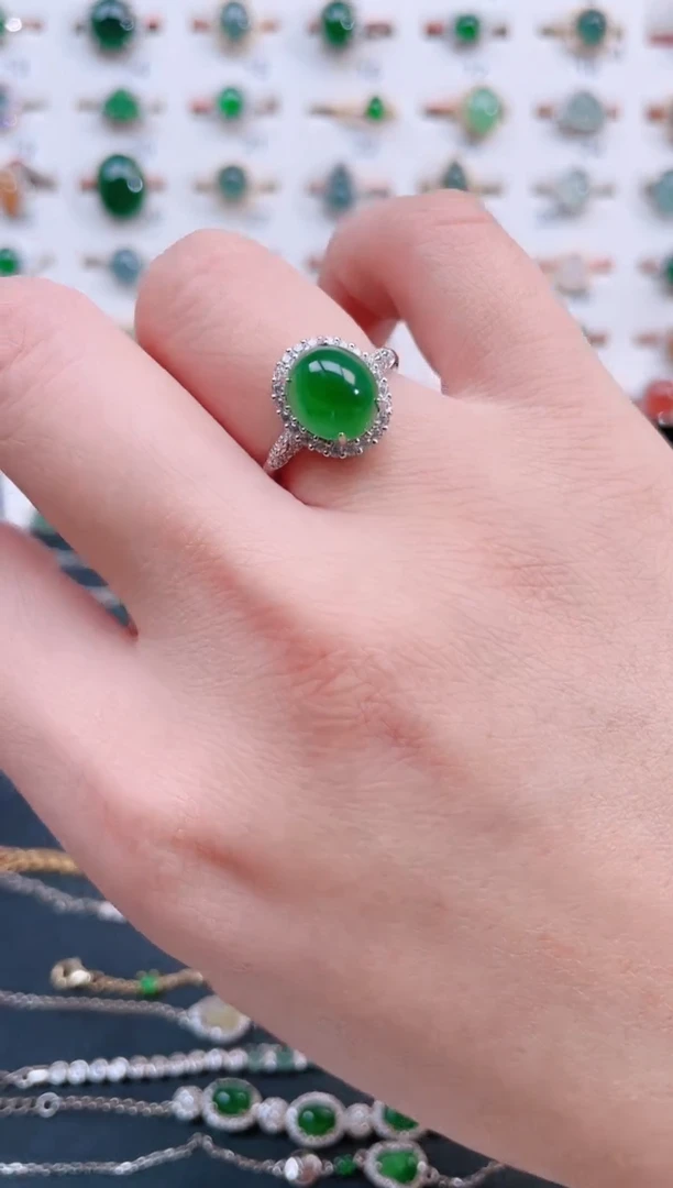 银S925镶嵌戒指翡翠天然翡翠