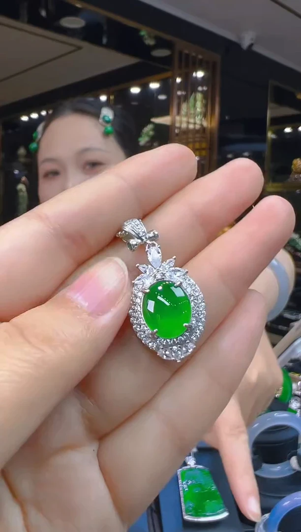 翡翠银S925镶嵌吊坠(赠链)090（多样性发其一）