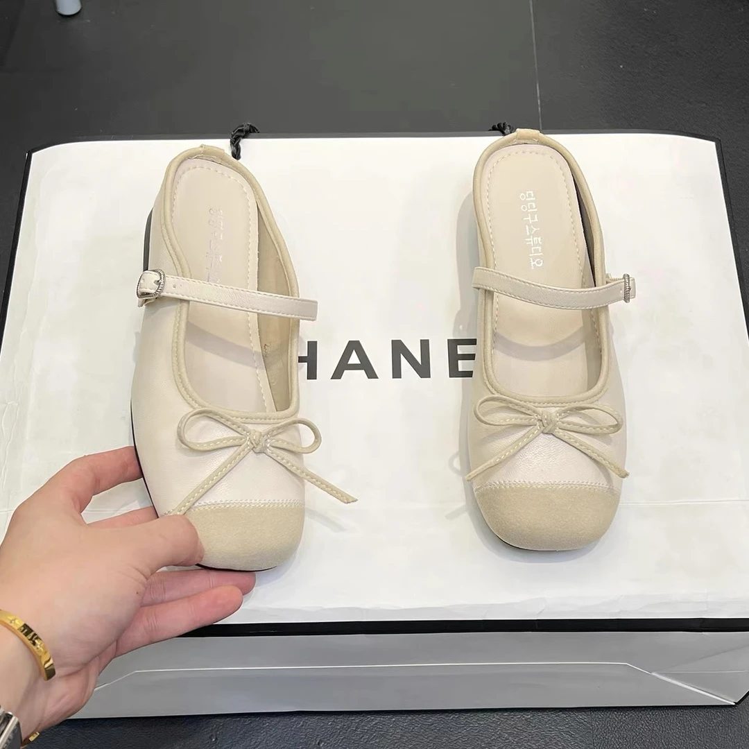 法式平底增高包头半拖鞋女2025新款夏季凉鞋配裙子玛丽珍单鞋7009