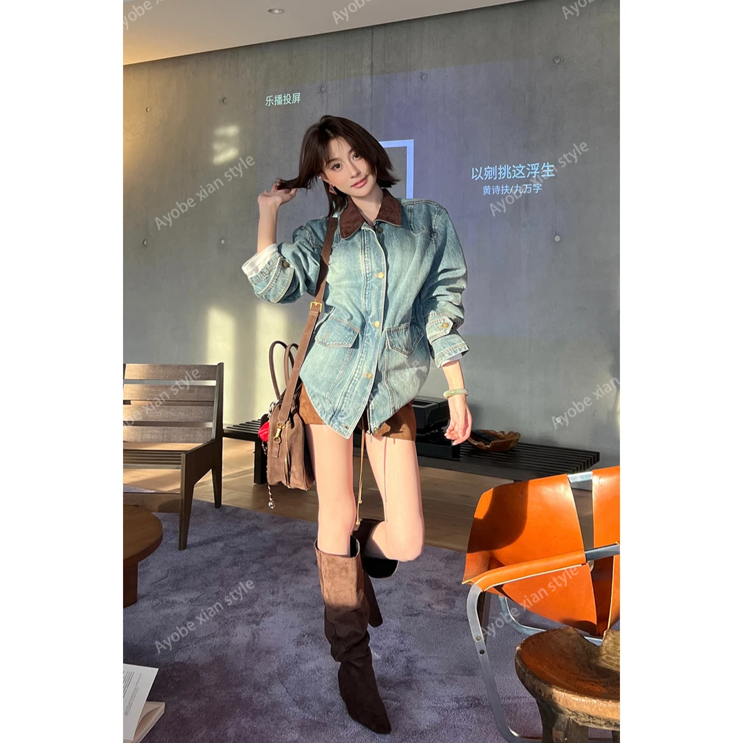 【AYOBE】小贤  甜酷时髦系气质百搭潮流时尚氛围带抽绳显瘦短皮裙