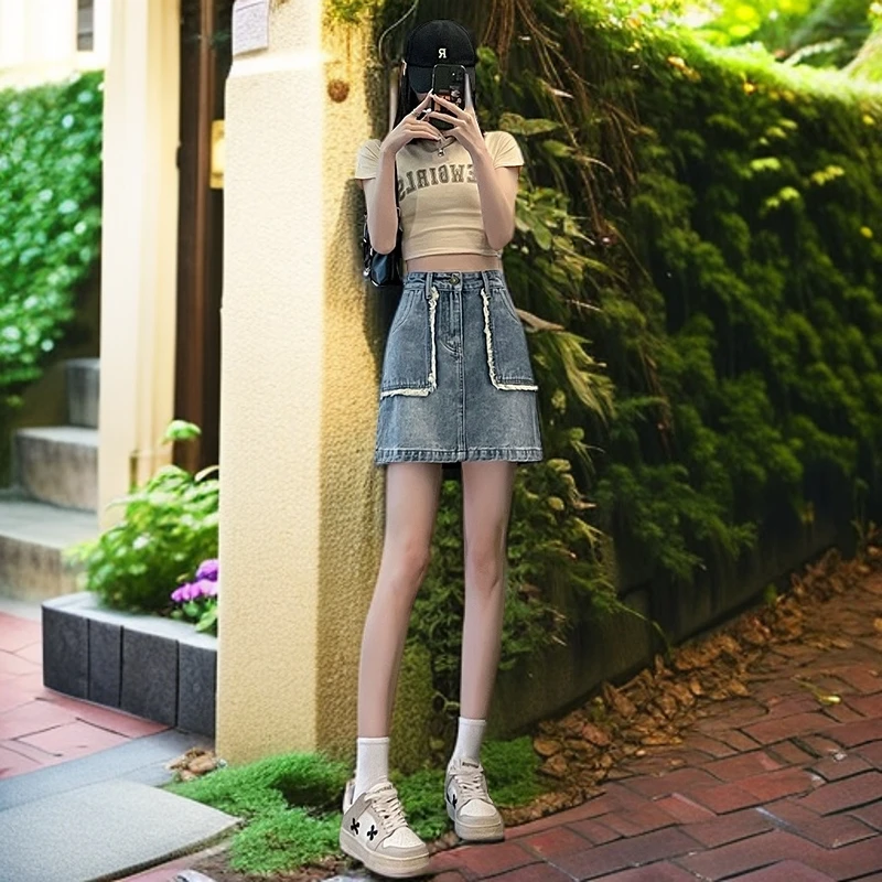 小个子时髦短裙夏季新款梨形身材高腰显瘦牛仔半身裙显高显瘦8212