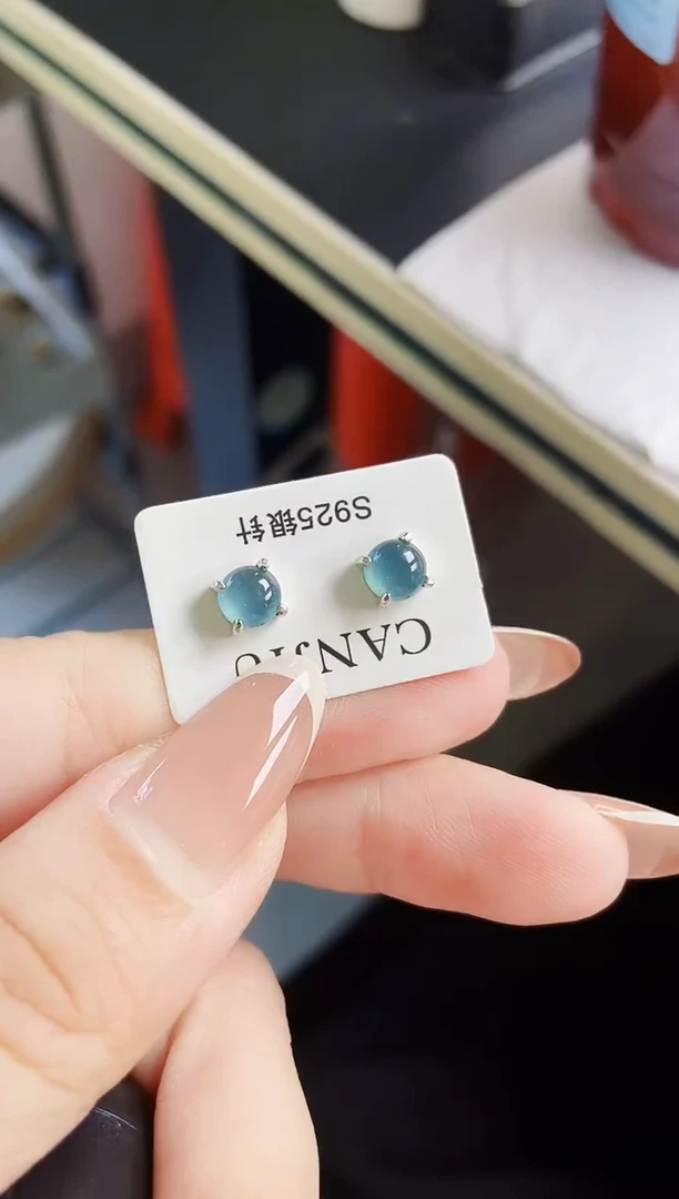 银S925镶嵌翡翠耳饰21