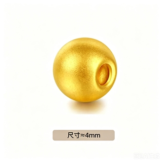 【老王黄金】足金卡4mm古法珠单颗拍10颗赠合金链 弹力绳L