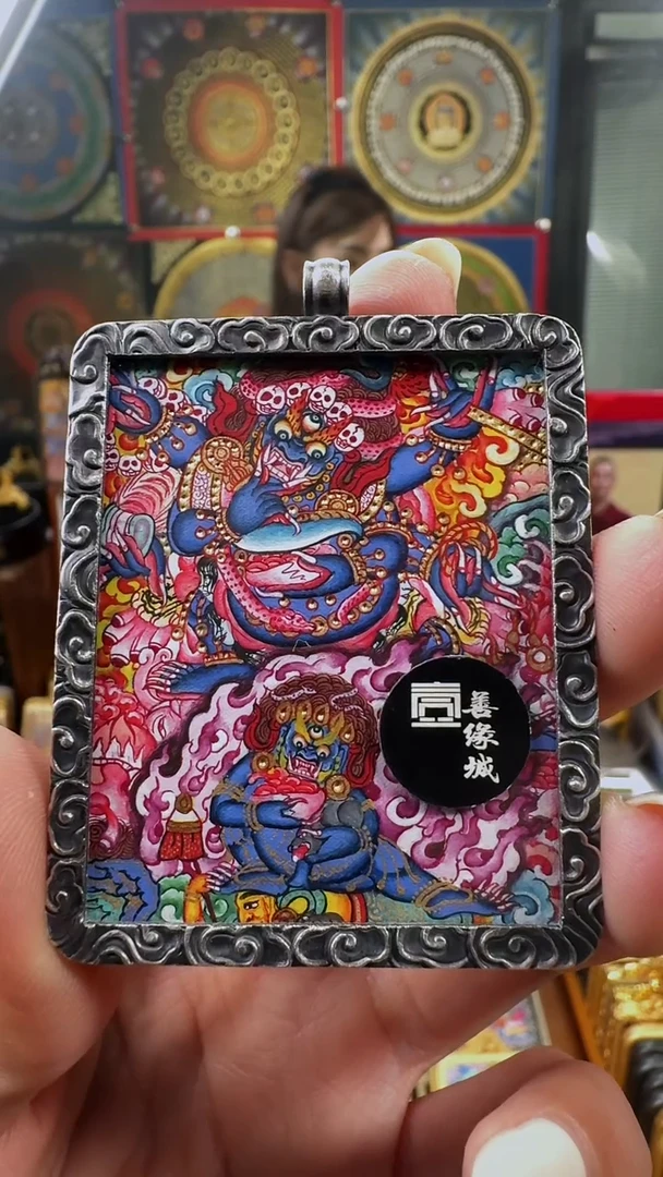 吊坠壹善缘城手绘唐卡大黑天