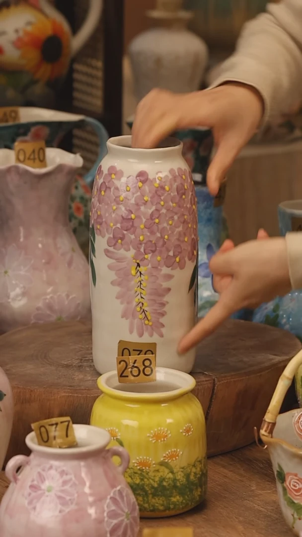 陶瓷景德镇设计师手作花器摆件侘寂风@M079@