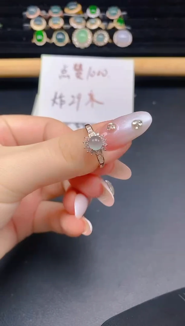 银S925镶嵌戒指翡翠9