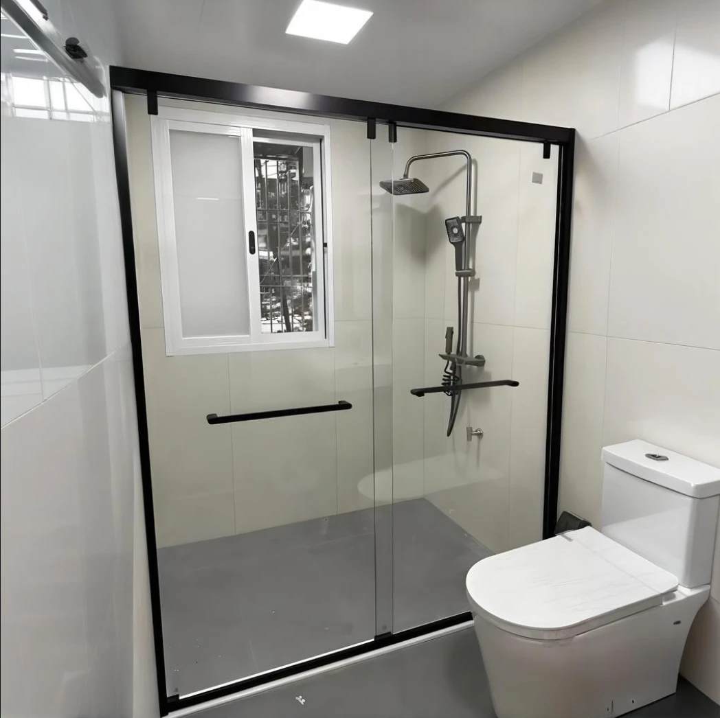 不锈钢淋浴房隔断定制一字型简易干湿分离卫生间移门整体浴室玻璃