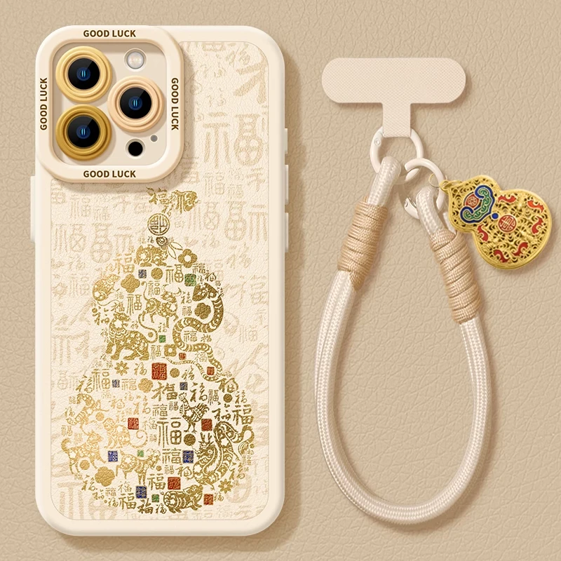 适用苹果16promax手机壳百福iphone16创意15葫芦福禄13新年手机壳