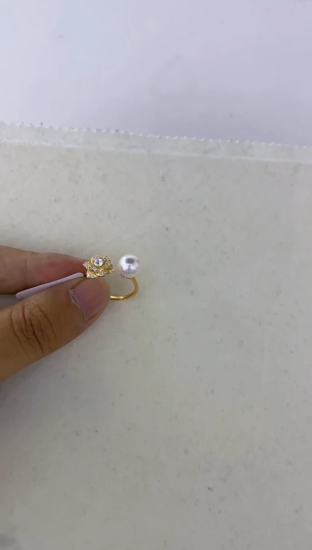 海水珍珠戒指银S925镶嵌戒指8-9