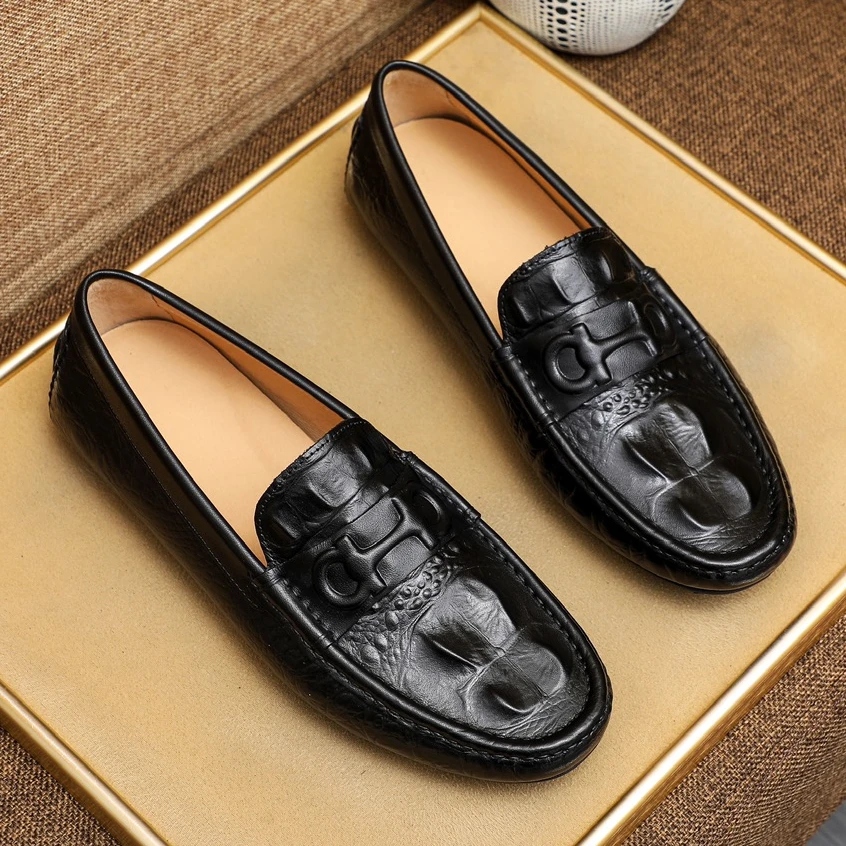 真皮圆头豆豆鞋2025潮流软底男鞋时尚懒人夏季百搭透气驾车鞋新款