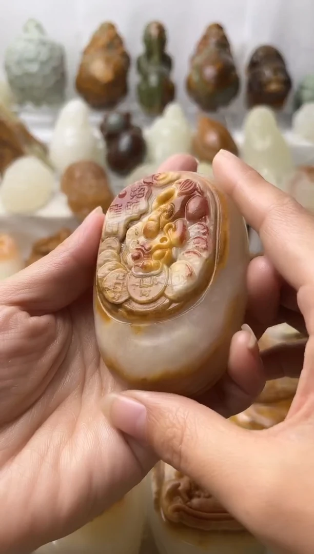 石材方解石棉纹正常不退换貔貅微瑕