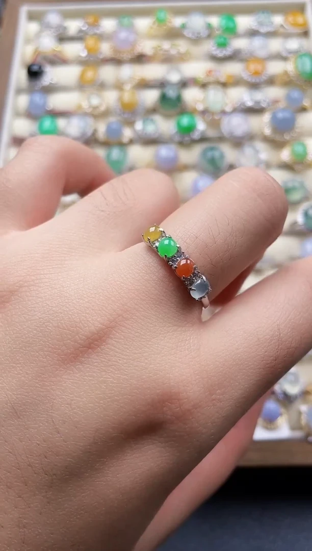 银S925镶嵌戒指翡翠6