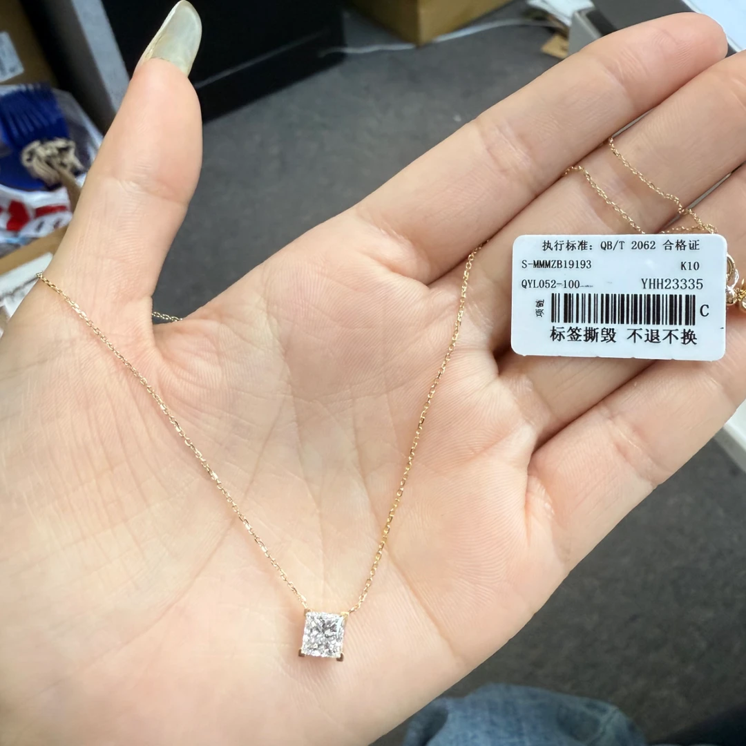 实验室培育钻石18K金公主方项链QYL052-100