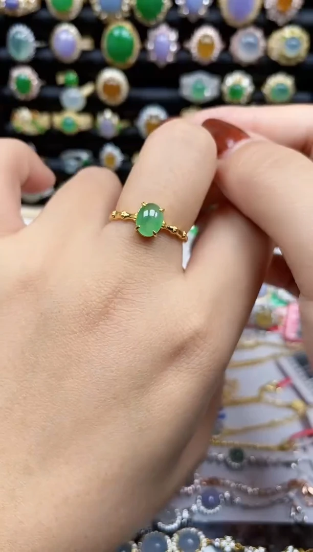 银S925镶嵌戒指翡翠6037