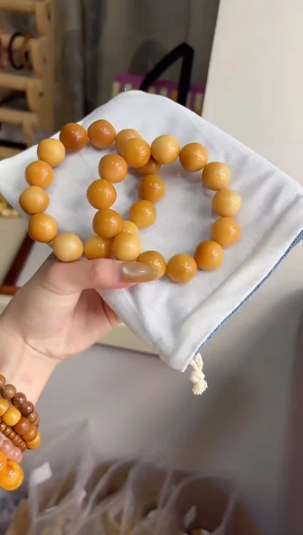 手串菩提根/象牙果干磨浅菱形珠18mm手串