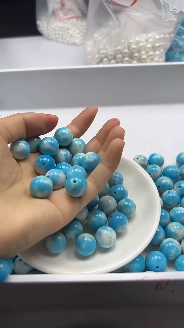 未镶嵌颈饰玛瑙/玉髓w1881海纹石14mm*3颗
