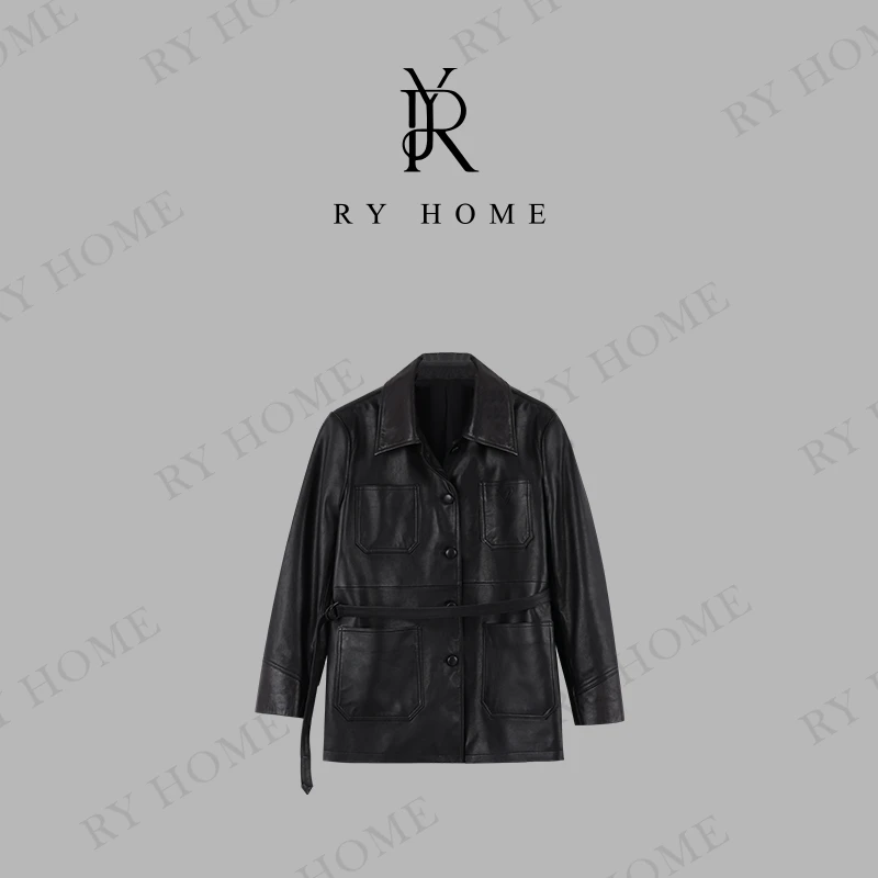 【容雨RYHOME】100%绵羊皮＋秋季新款工装风夹克皮衣外套243W1868