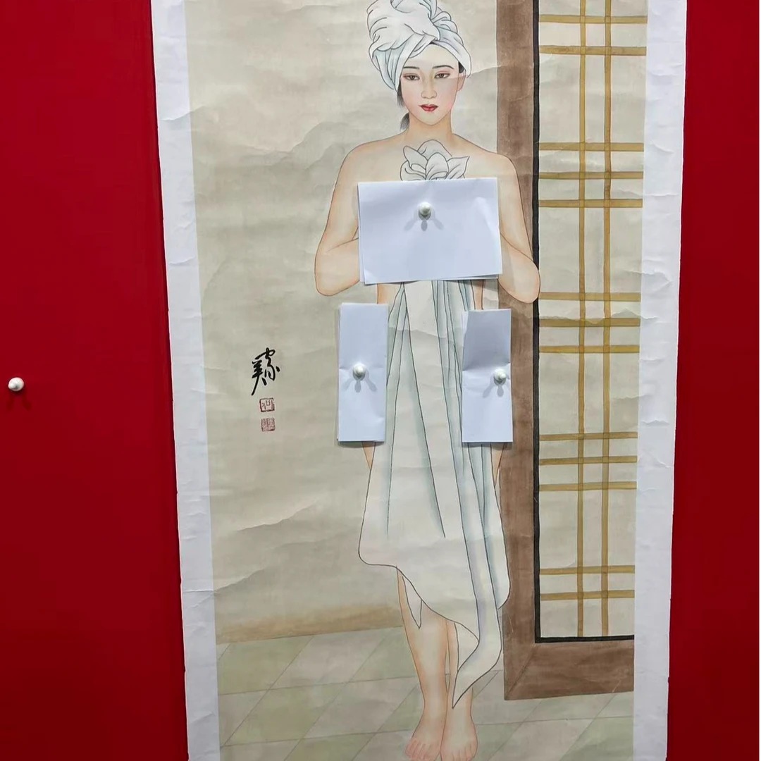 八平尺画-美女出浴-HJY-嘉福书画院