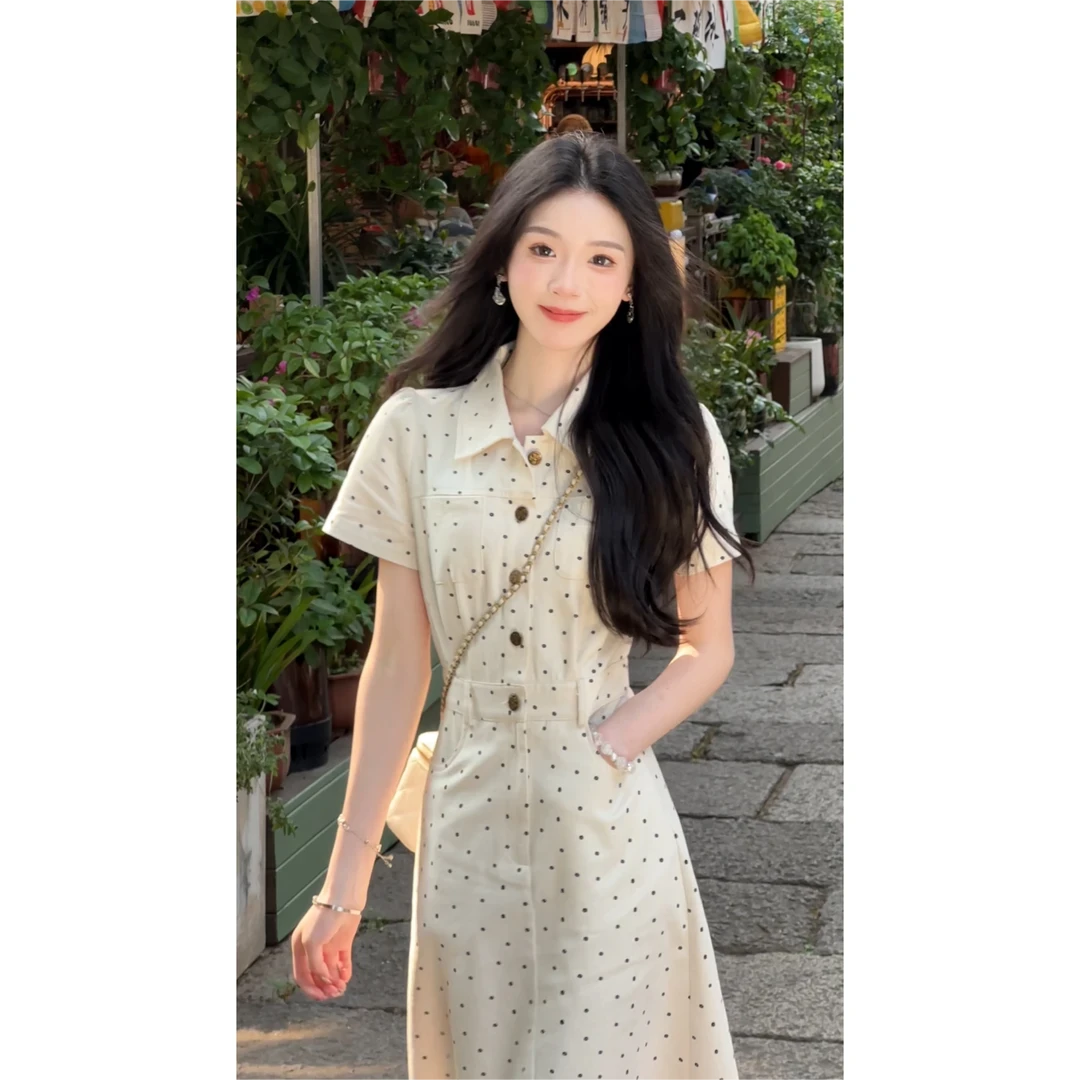 【花漾波点】2025年夏季新款法式显瘦裙子碎花波点小个子时尚连衣裙