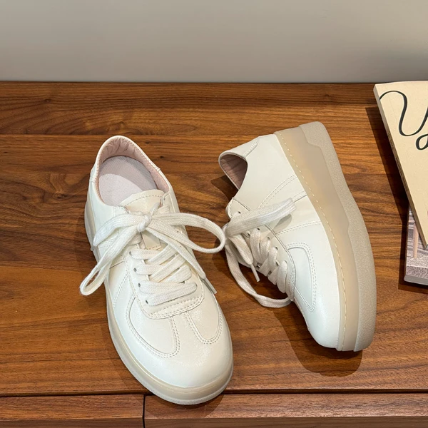 妮可妞妞 2025年秋冬新款真皮德训鞋厚底隐形增高小白鞋女百搭