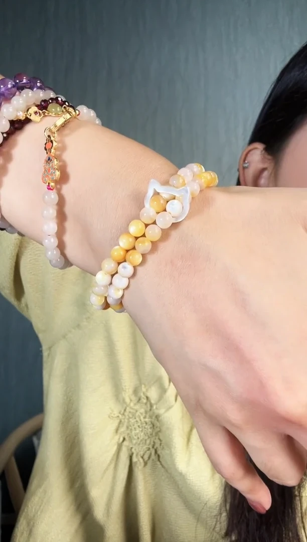 手串/手链贝壳贝母双圈叠戴小猫