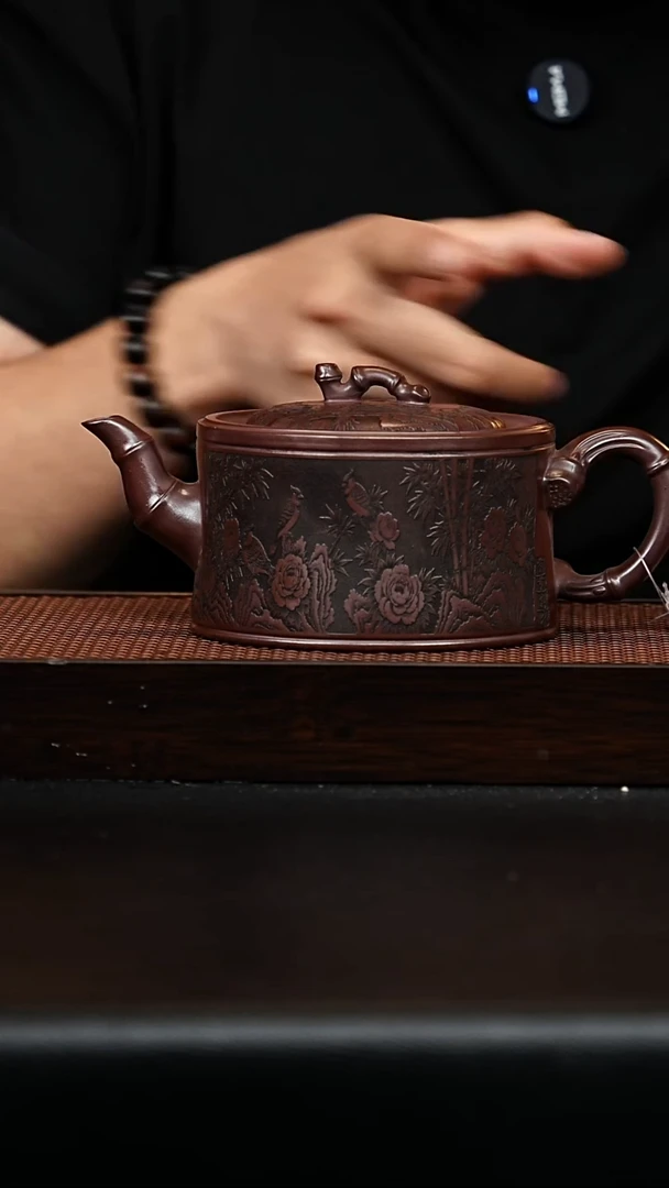 茶杯紫砂宜兴紫砂 竹段 石红 李恒阳 h522