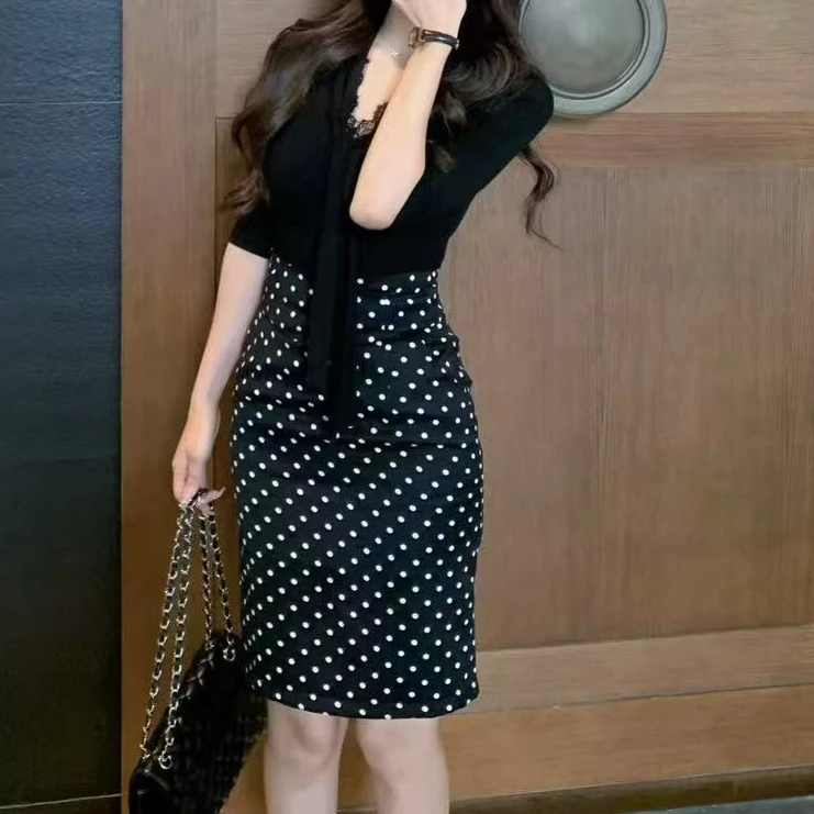 SZA【星空漫步】夏季新款优雅高级感波点包臀高腰显瘦半身裙A-954