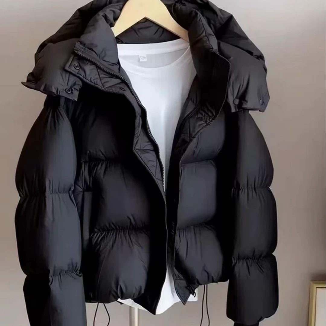 美式短款连帽外套女冬季2025新款小个子棉服巨好看面包服时尚