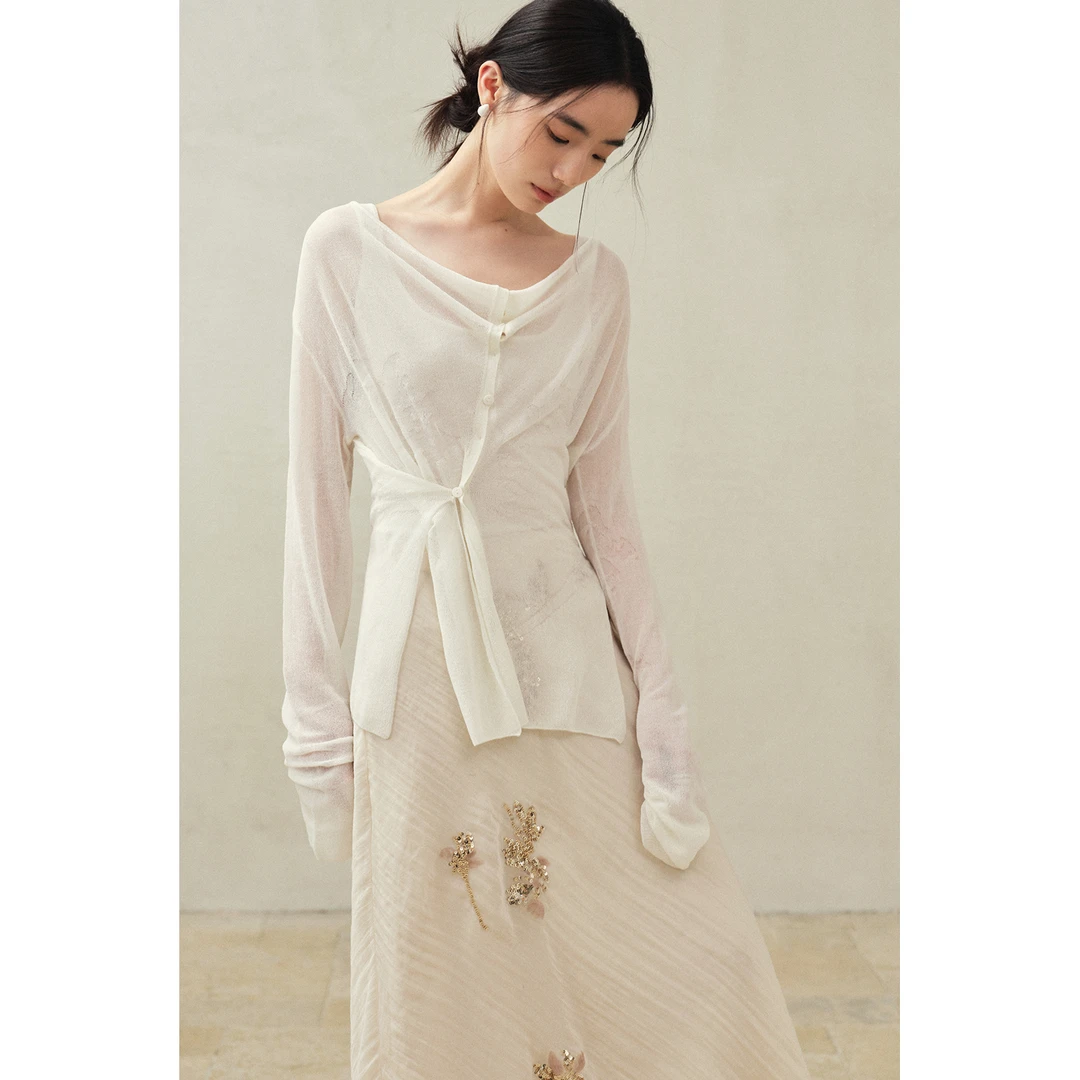 MURMUR MI 25SS 胶囊系列 荡领两穿侧边开叉东方感开衫