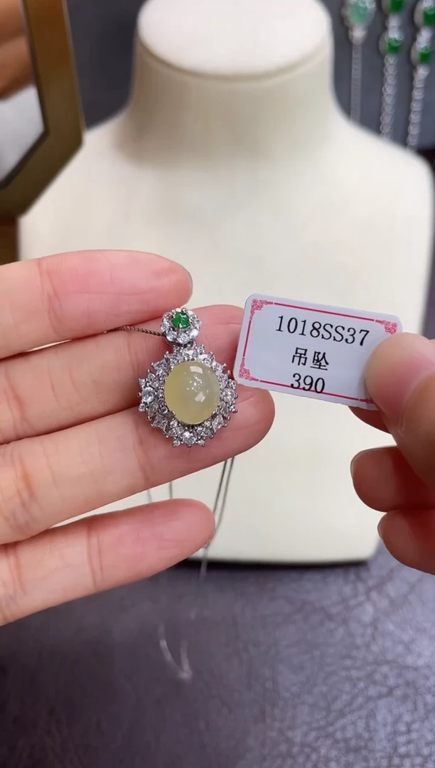 项链银S925镶嵌翡翠1018SS37