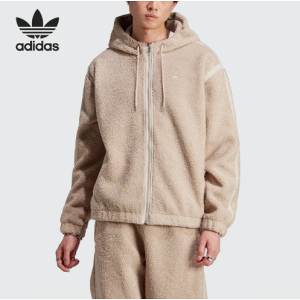Adidas/阿迪达斯男士休闲宽松连帽抓绒连帽夹克IM4441