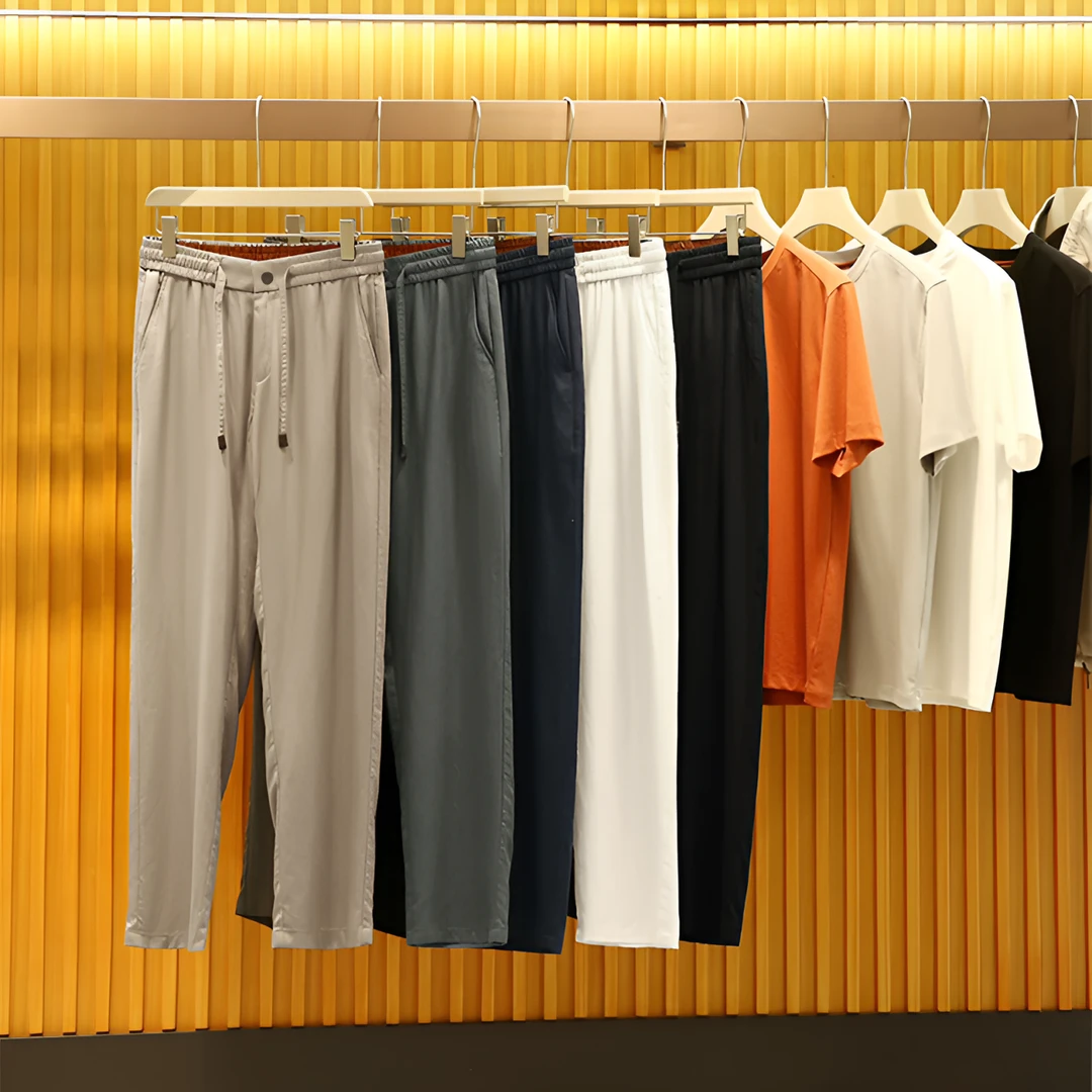 薄如蝉翼！冰丝垂感！天丝+亚麻混纺！夏季男士时尚休闲裤直筒长裤