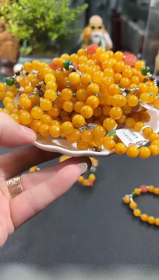 手链琥珀足银镶嵌 B6431 多样性发货其一