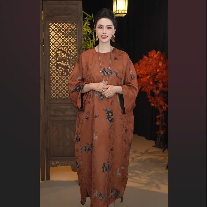 【敦煌壁画】2025新款宽松松弛感国风服装袍子新款女装连衣裙