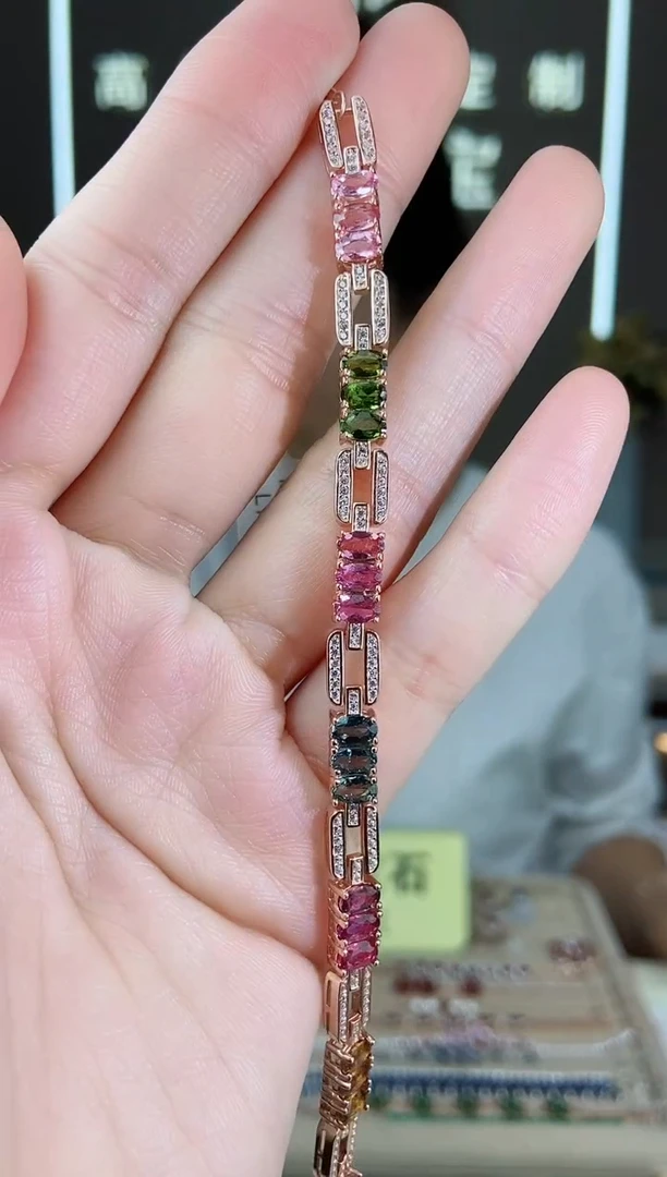 【闪购商品】碧玺手链银S925镶嵌手链