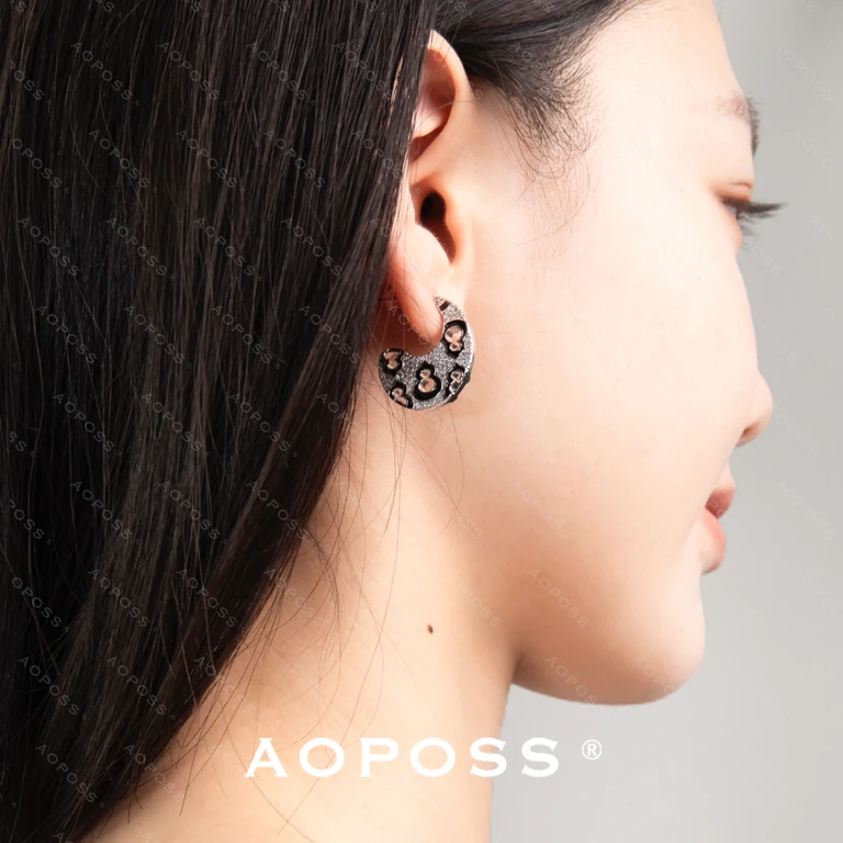 AOPOSS白姿 镀K金 [月牙葫芦]耳钉女款原创设计两戴葫芦饰