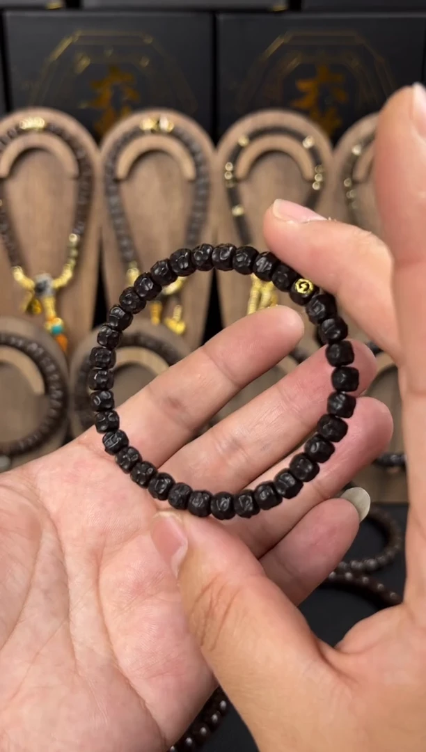椰蒂手串黑金椰蒂无相7*6镶标款