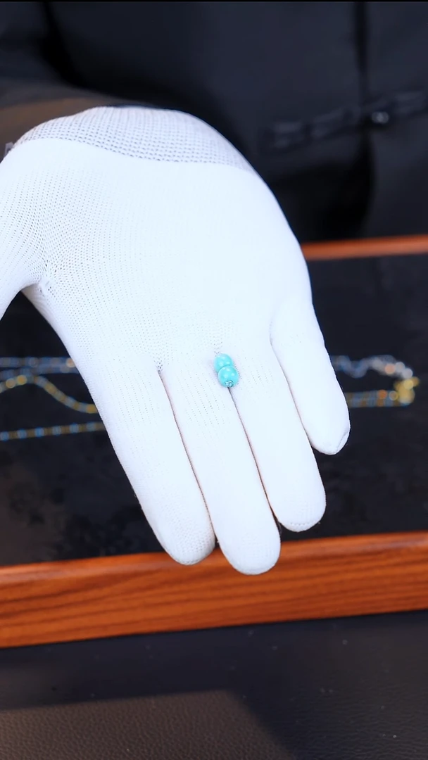 未镶嵌绿松石对珠原矿绿松石卡6mm+