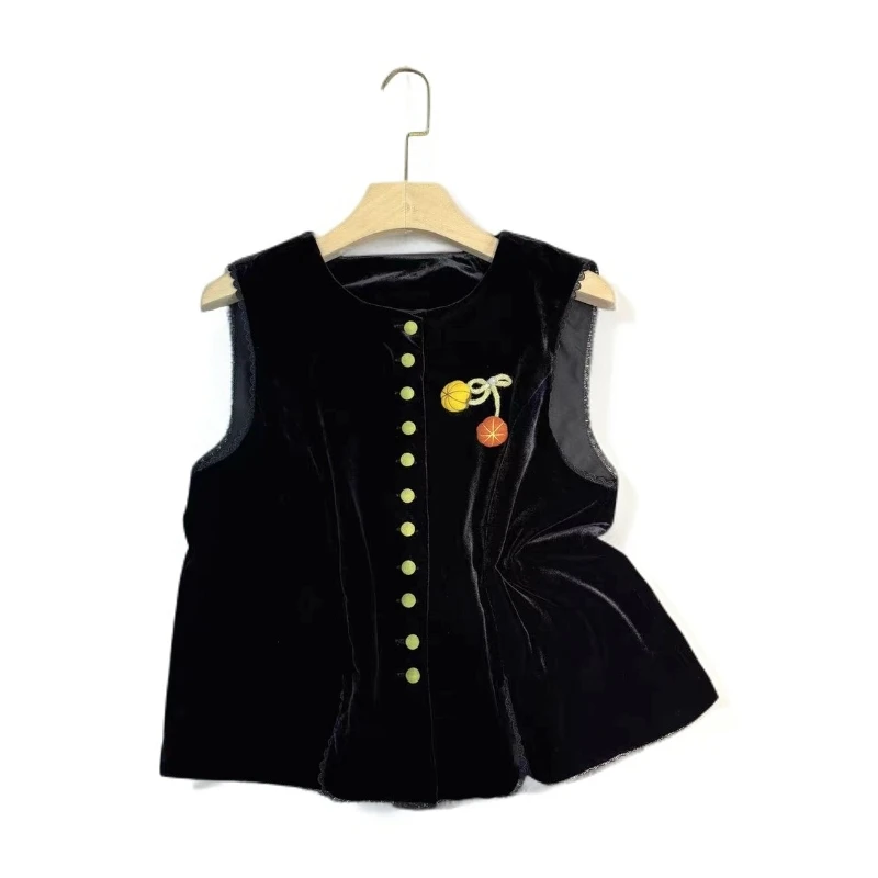 新款真丝丝绒小南瓜马甲