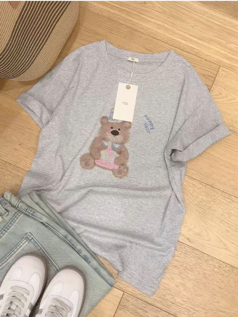 阿雨家巨好看！外贸egg蛋糕熊雪花棉短袖8