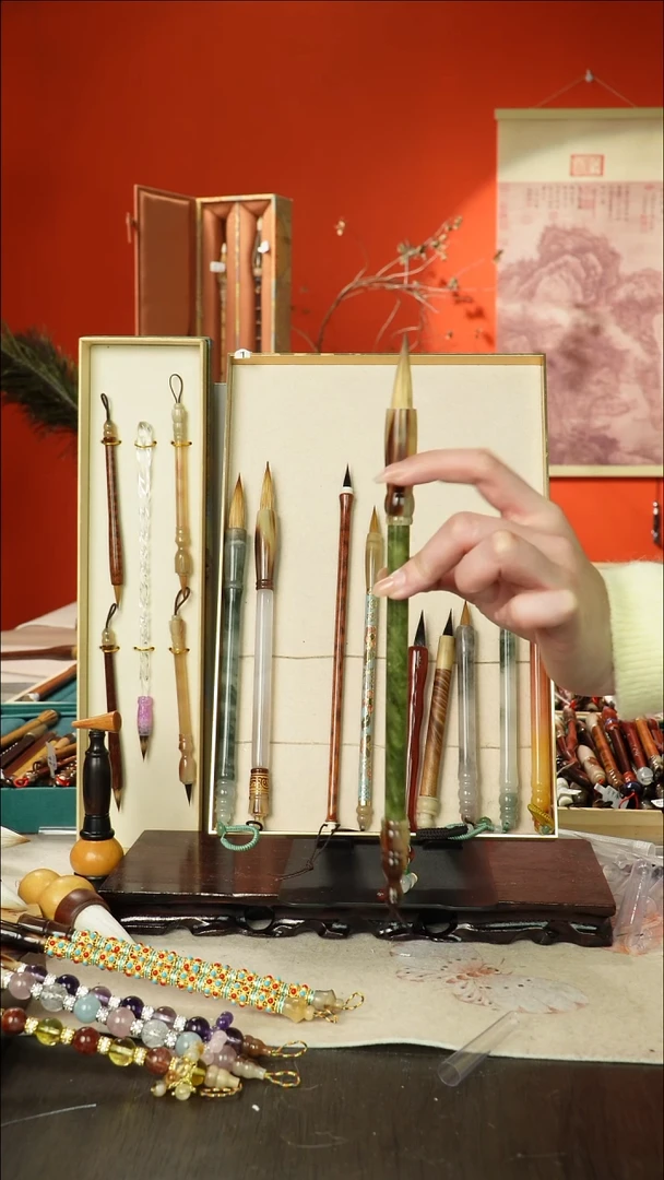 165号闪孤品高货毛笔链接 清水试笔 蘸墨不退