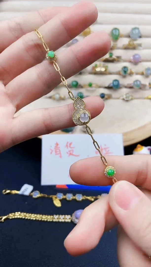 银S925镶嵌手链翡翠12