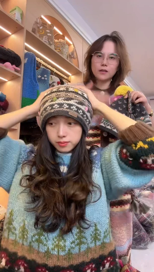 羊毛美利奴灰色条纹冷帽