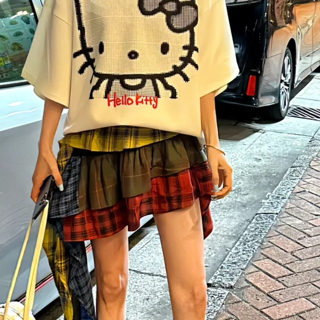 【陶格】拼接层次感格子特殊剪裁半身裙25A1Q985