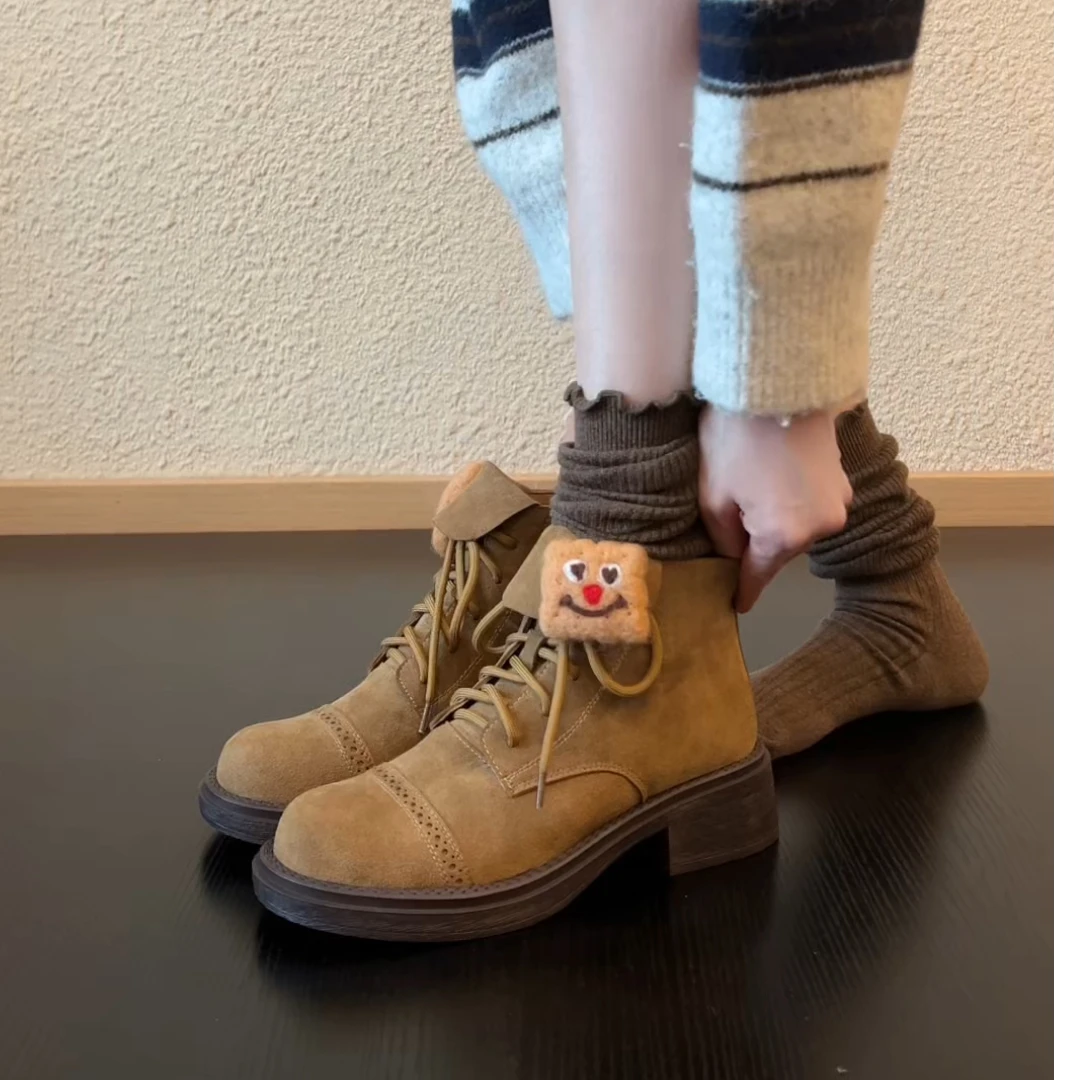 Pokoy-4.5cm绑带马丁靴及踝靴冬季休闲百搭女女鞋低帮