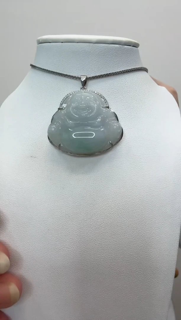 吊坠(赠链)银S925镶嵌翡翠佛公