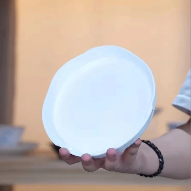 三平二满丨7寸纸趣直身圆形浅盘-高白